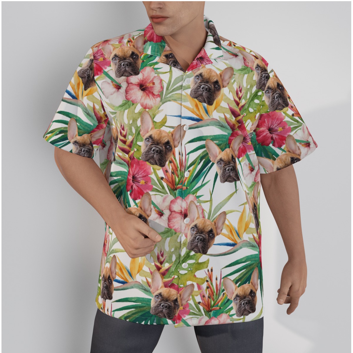 Tropical Hibicus Custom Face Hawaiian Shirt