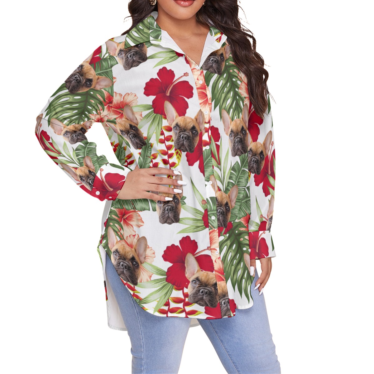 Your Pet Custom Oversized Hawaiian Shirt For Women