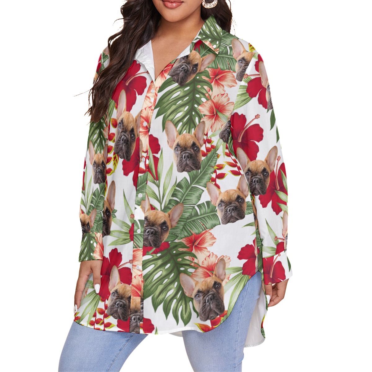 Your Pet Custom Oversized Hawaiian Shirt For Women