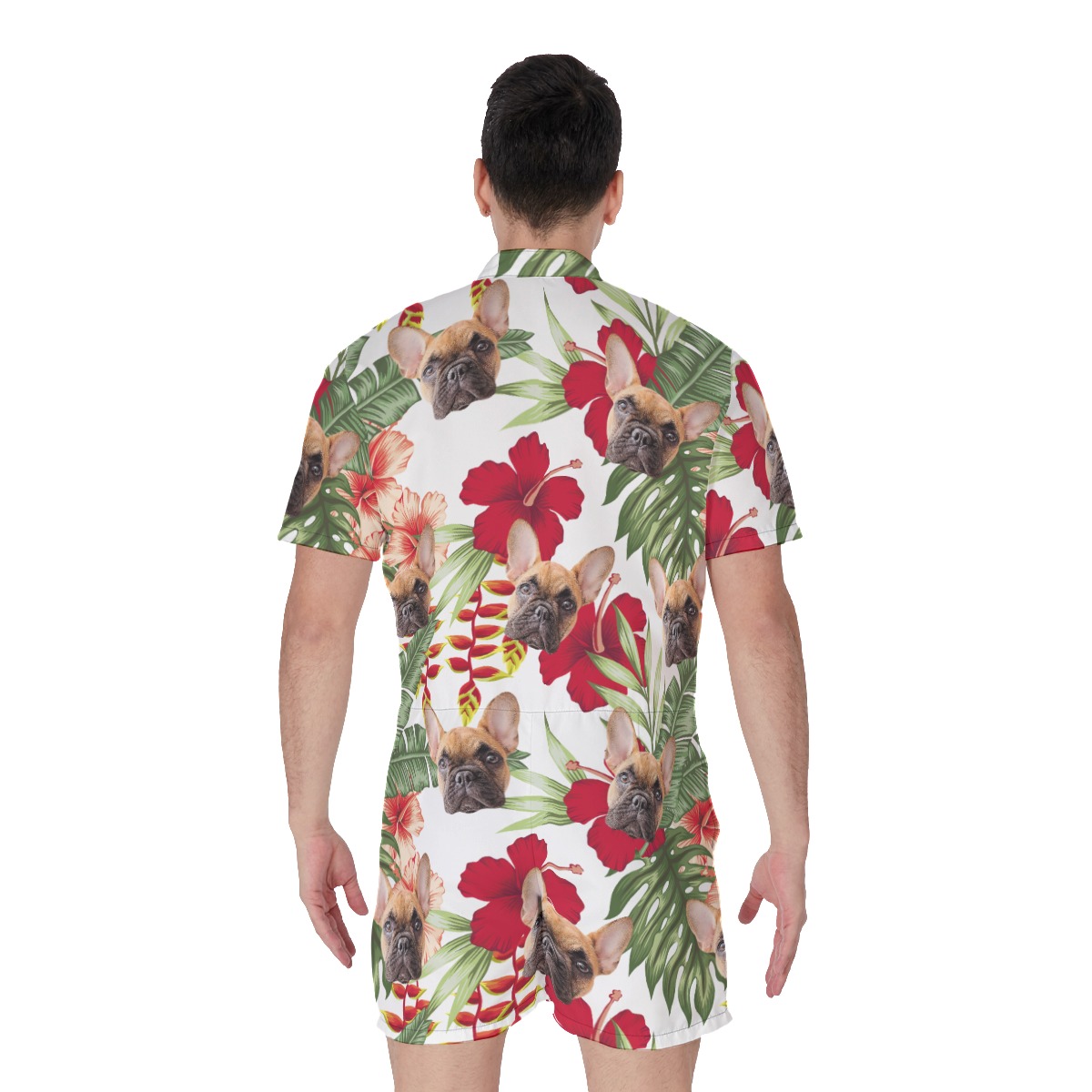 Custom Pet Floral Hawaiian Romper For Men