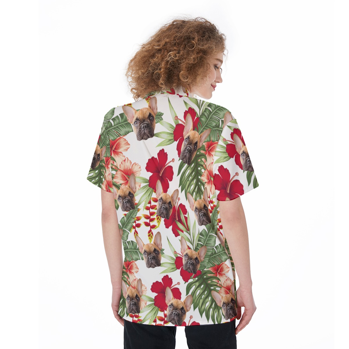 Cat And Dog Custom Floral Hawaiian Shirt For Women