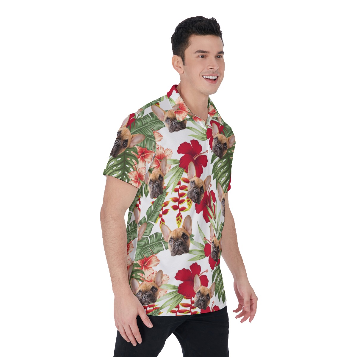 Men's Custom Cat And Dog Polo Hawaiian Shirts