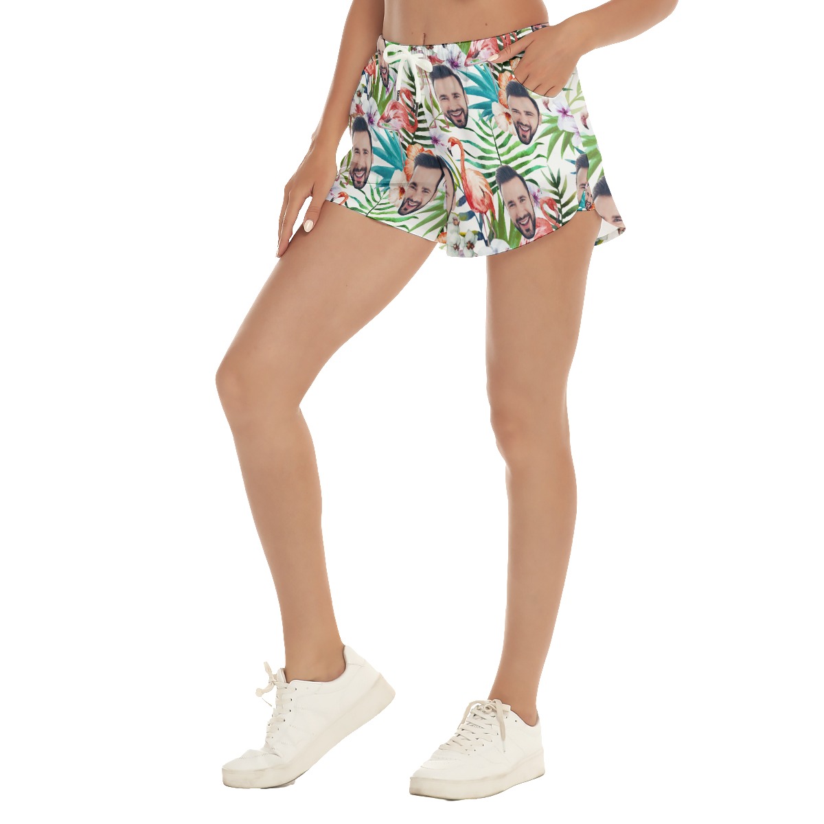 Cool Custom Face Women's Floral Flamingo Shorts