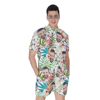 Cool Custom Face Tropical Flamingo Hawaiian Romper