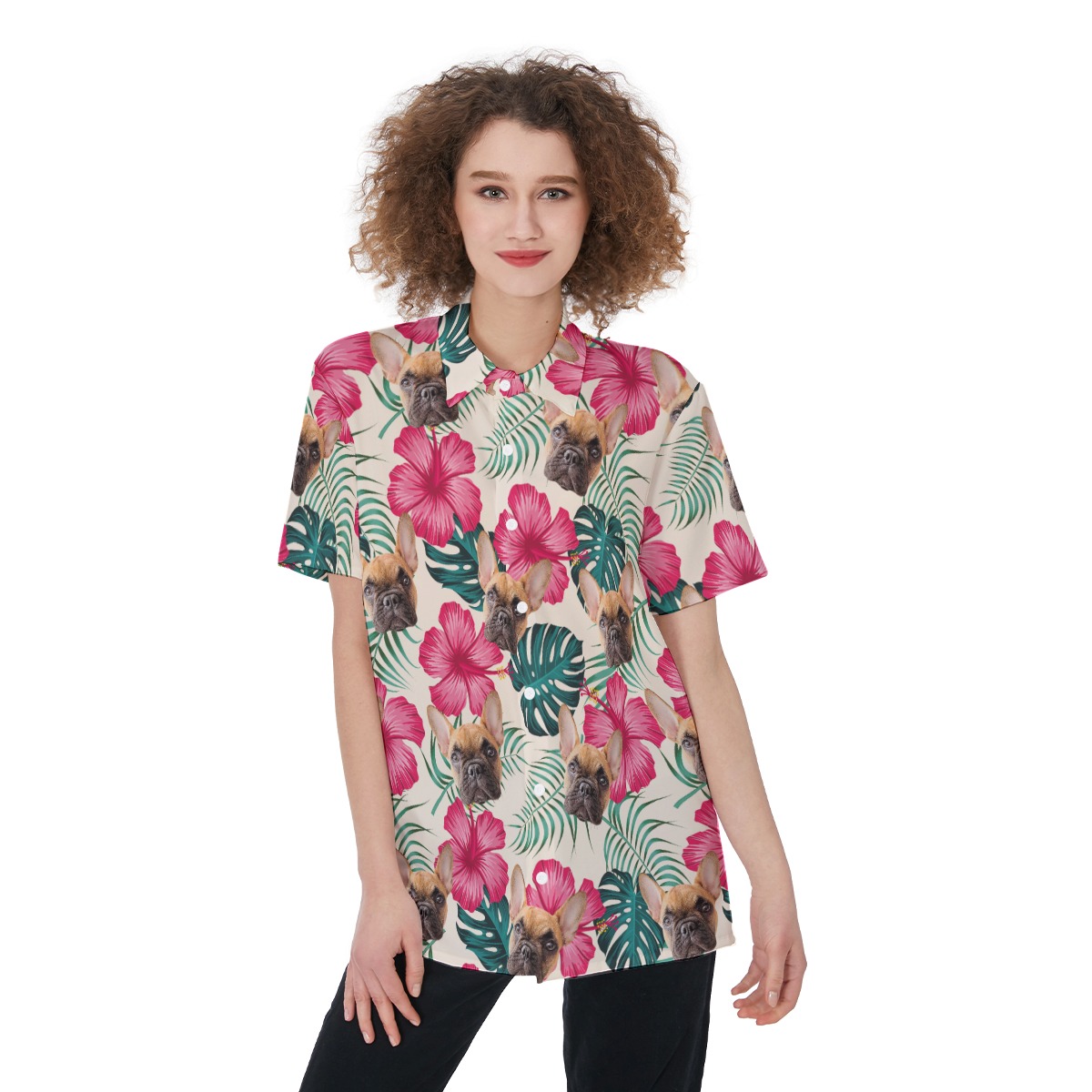 Women's Custom Pet Photo Hawaiian Shirt - variant image 1