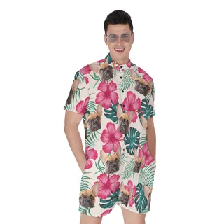 Men's Custom Cat And Dog Hawaiian Romper