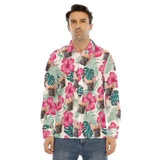Men's Custom Pet Long Sleeve Hawaiian Shirt