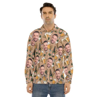 Funny Personalized Beer Aloha Long Sleeve Shirt For Men
