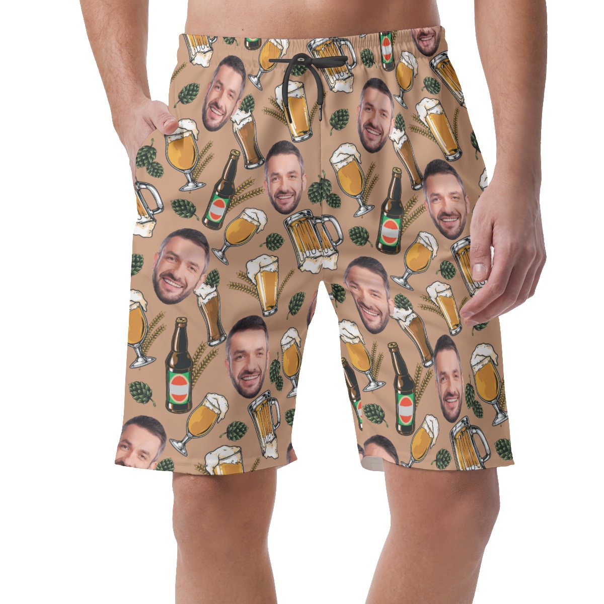 Funny Custom Face Beer Summer Beach Shorts For Men - variant image 1