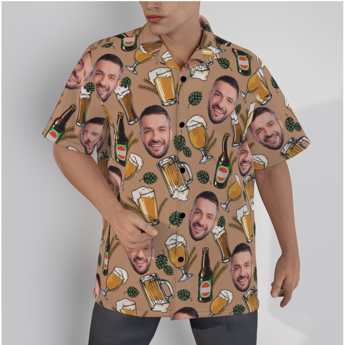 Funny Custom Face Beer Hawaiian Shirt - variant image 1