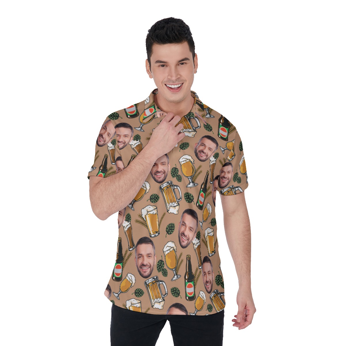 Custom Face Beer Golf Shirt For Men - variant image 1