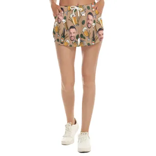 Custom Face Beer Summer Hawaiian Beach Shorts For Women