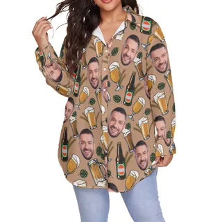 Cool Custom Face Beer Hawaiian Plus Size Shirt