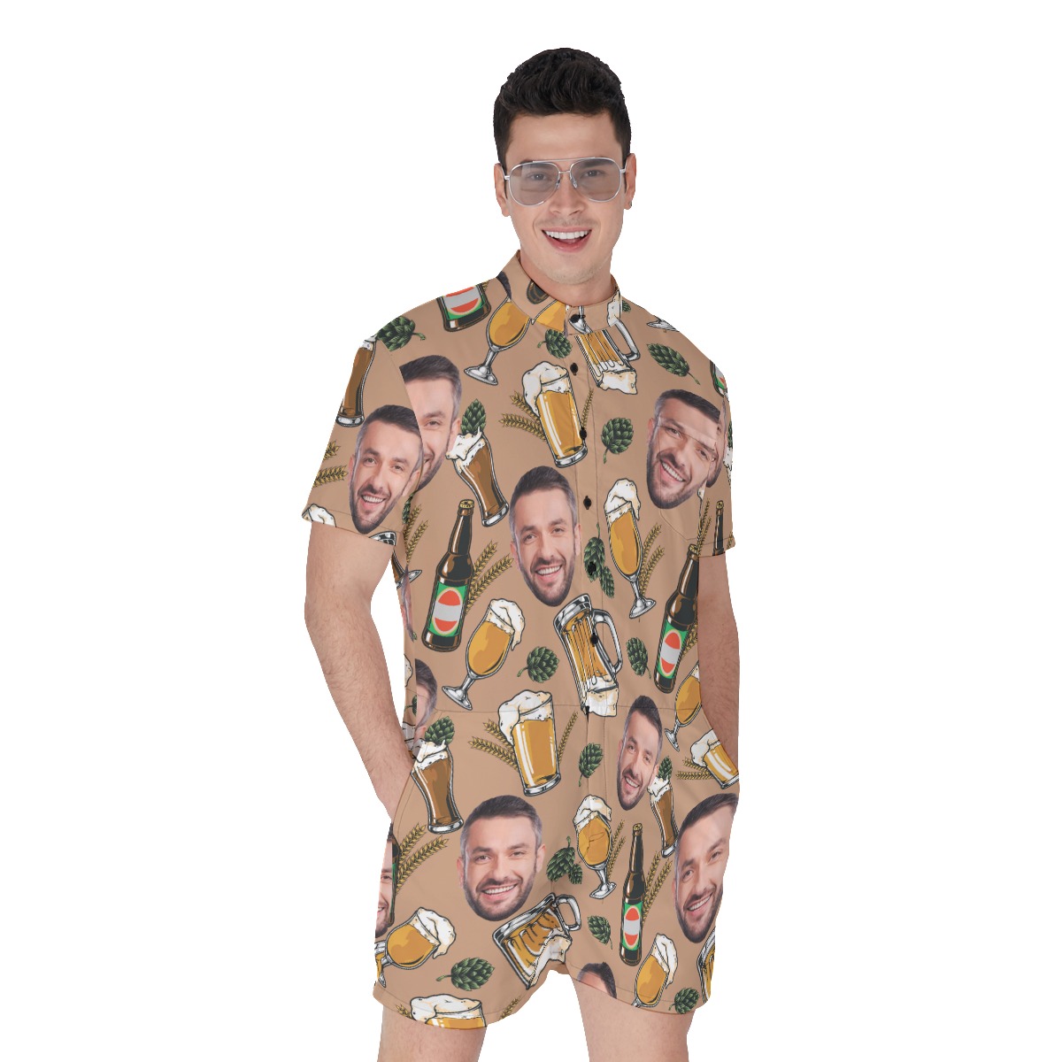 Men's Personalized Beer Cool Hawaiian Romper - variant image 1