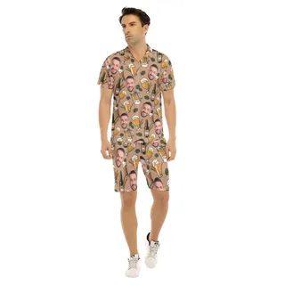 Custom Face Beer Cool Aloha Shirt And Shorts For Men