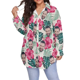 Women's Custom Face Plus Size Hawaiian Shirt