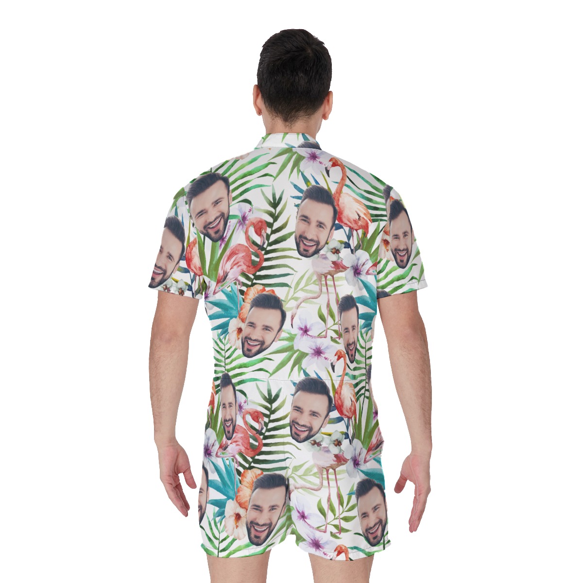 Cool Custom Face Tropical Flamingo Hawaiian Romper