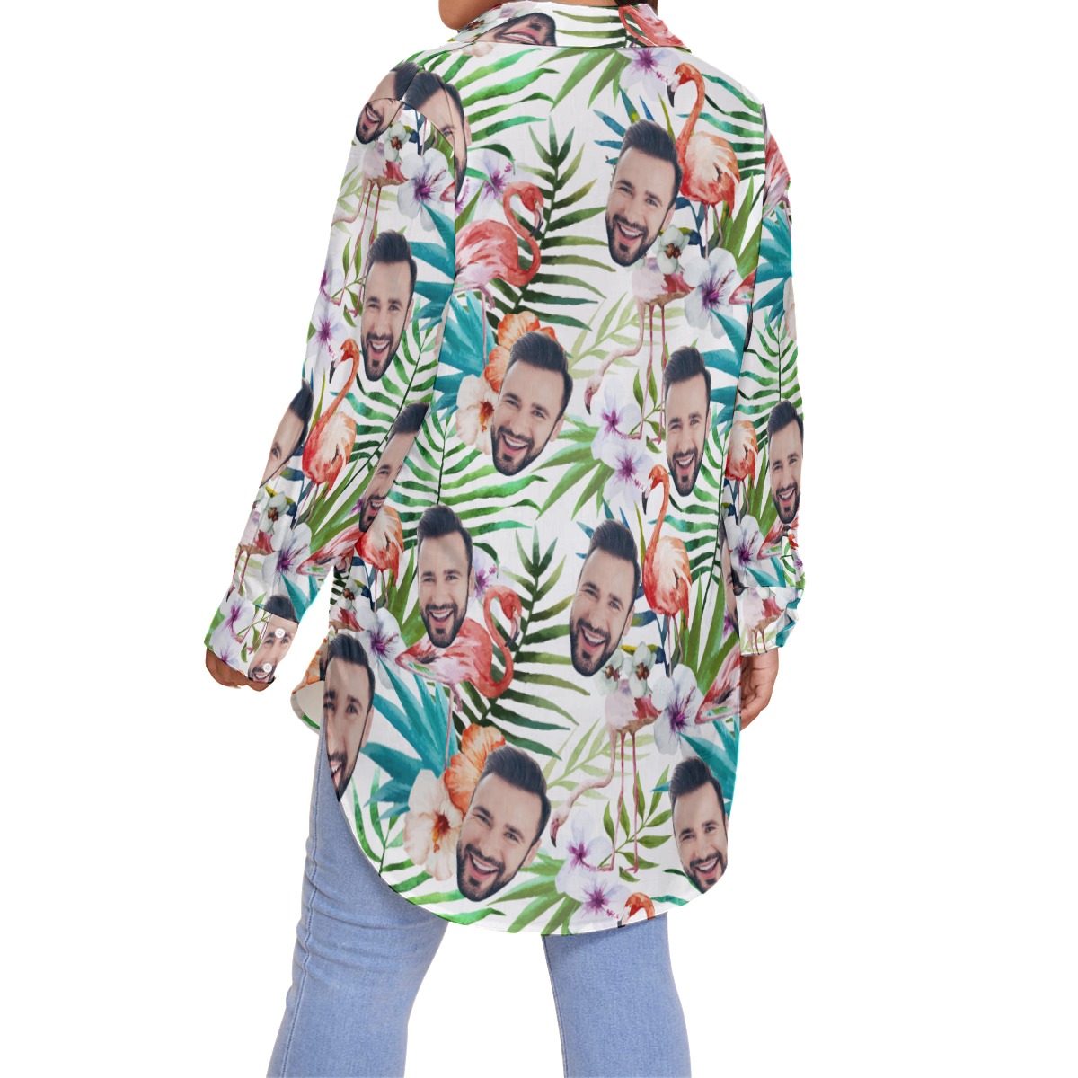 Personalized Floral Flamingo Hawaiian Plus Size Shirt For Women