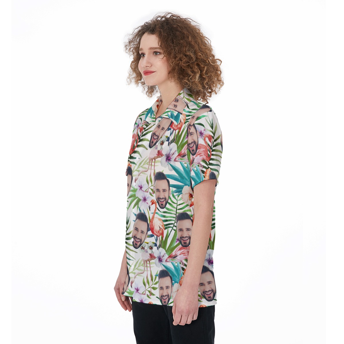 Floral Flamingo Custom Face Aloha Shirt For Women