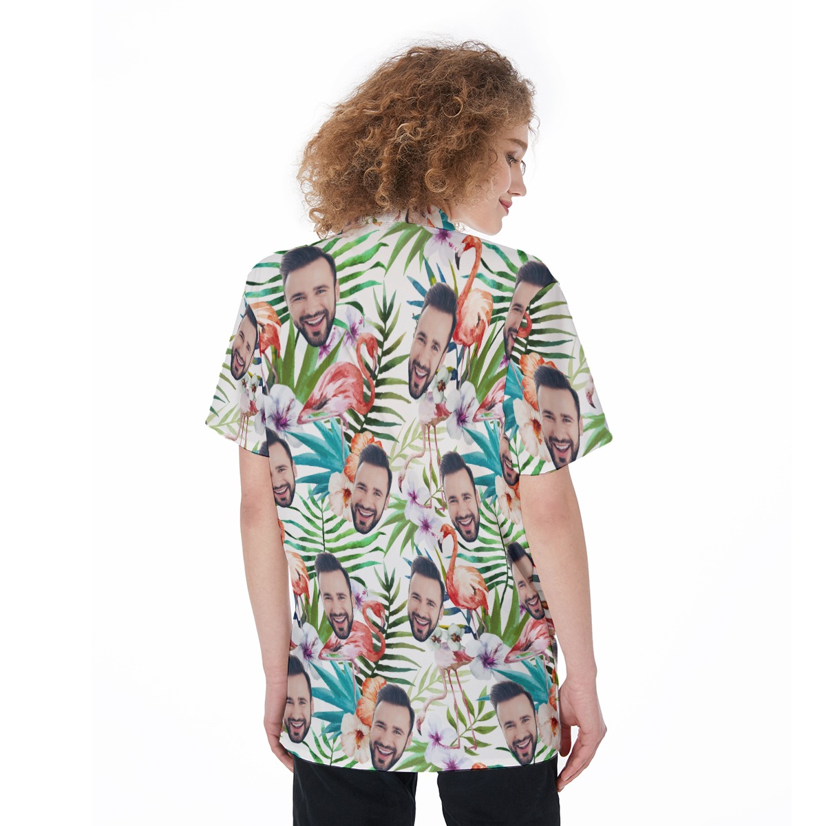 Floral Flamingo Custom Face Aloha Shirt For Women