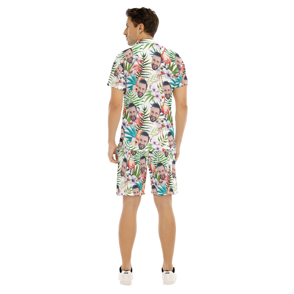 Unique Tropical Flamingo Custom Face Hawaiian Shirt And Shorts For Men
