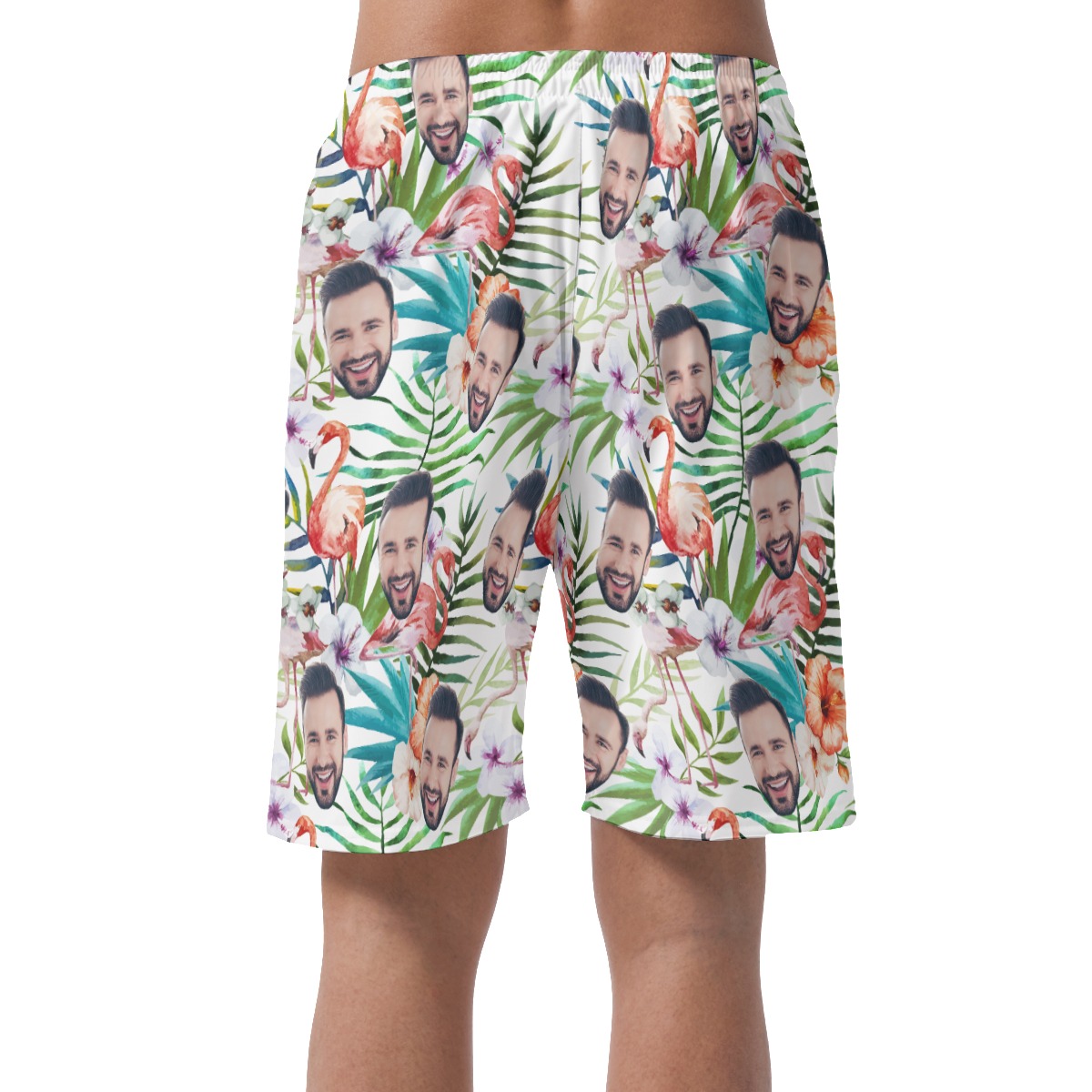 Tropical Flamingo Custom Face Summer Beach Shorts For Men