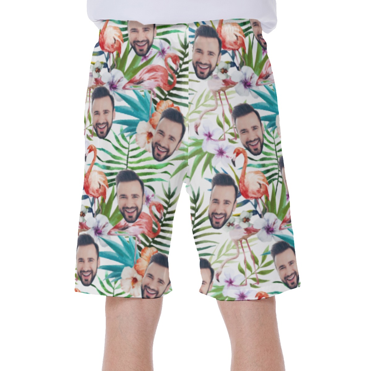 Tropical Flamingo Hawaiian Swim Trunks Custom With Face