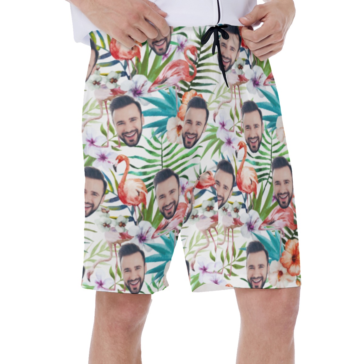 Tropical Flamingo Hawaiian Swim Trunks Custom With Face