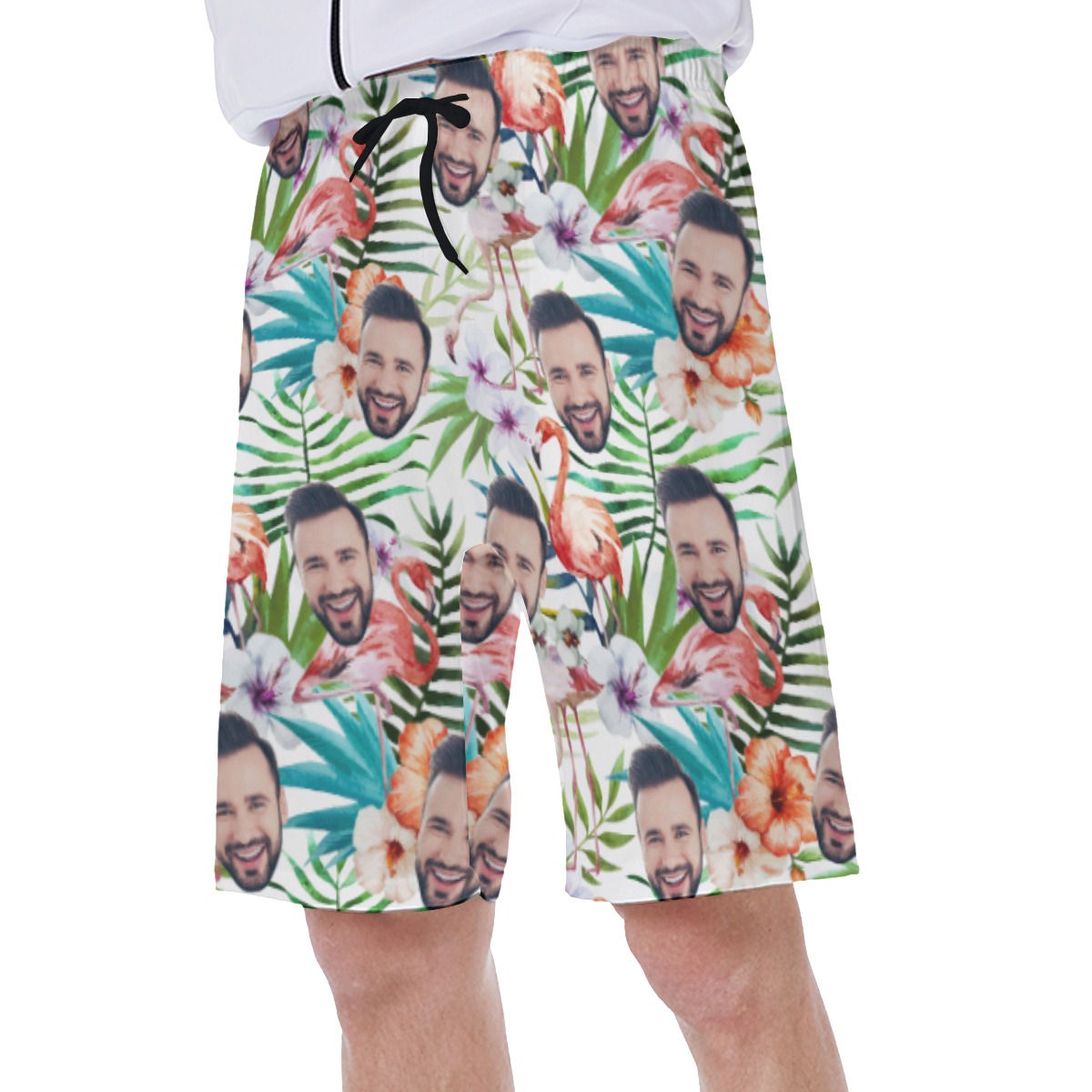 Tropical Flamingo Hawaiian Swim Trunks Custom With Face
