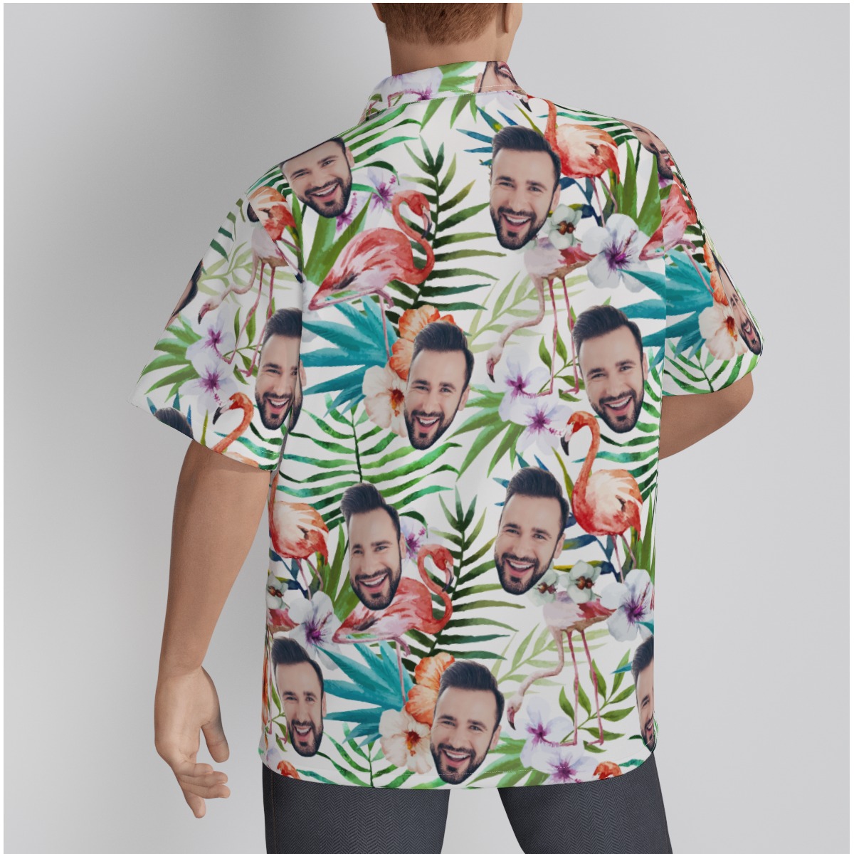 Tropical Flamingo Custom Face Hawaiian Shirt