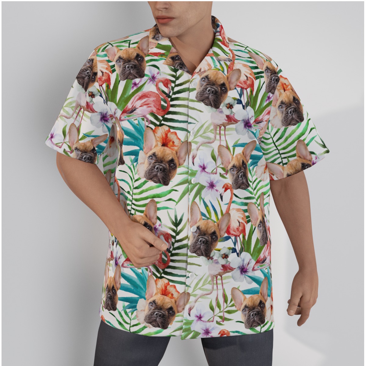 Tropical Flamingo Custom Face Hawaiian Shirt