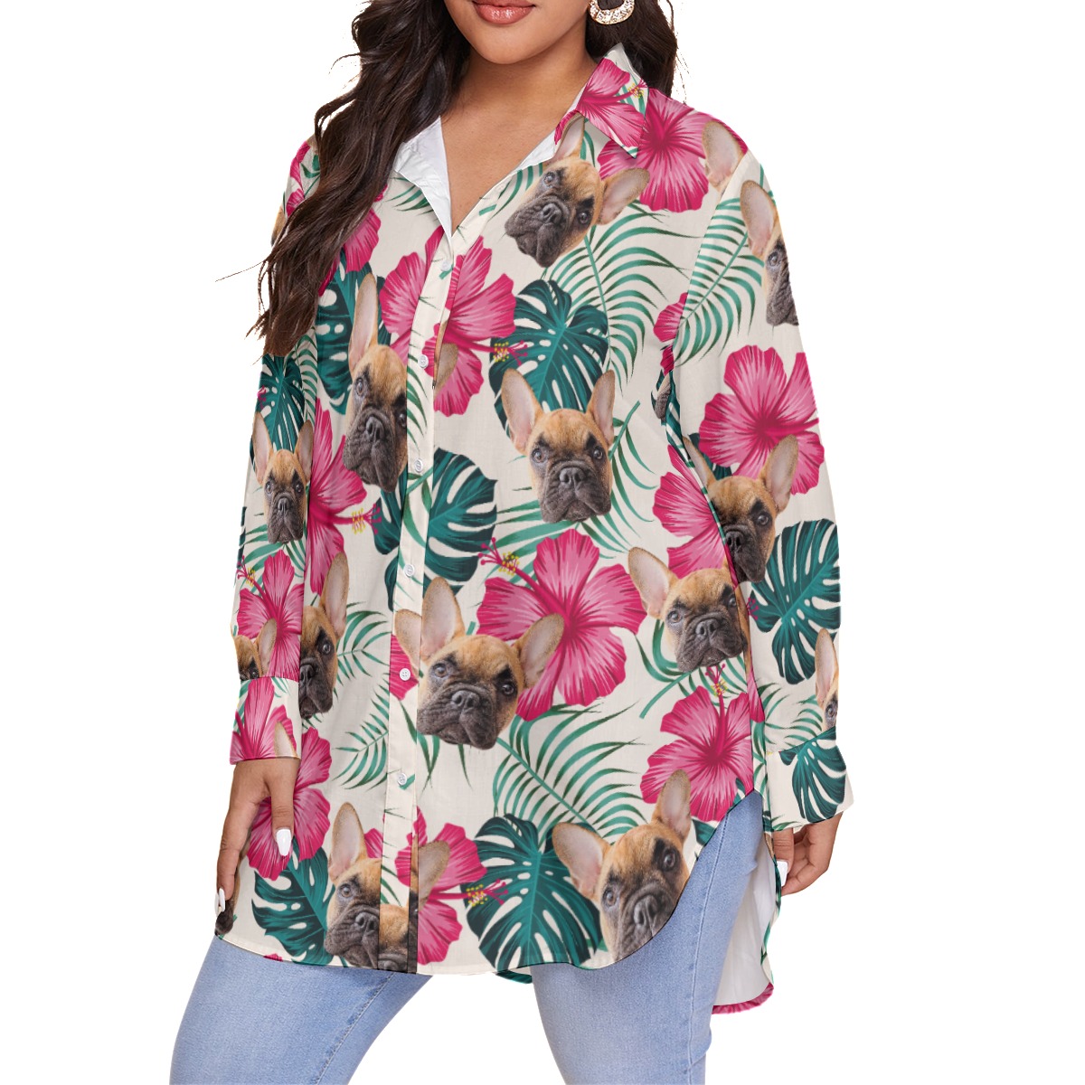 Custom Pet Plus Size Aloha Shirt For Women