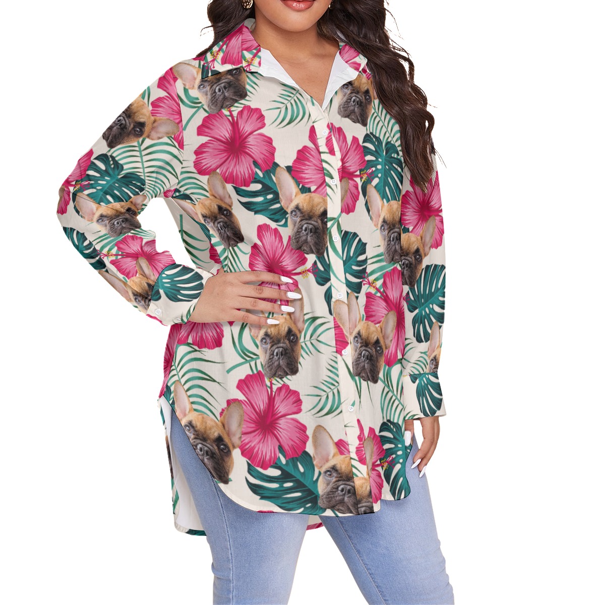 Custom Pet Plus Size Aloha Shirt For Women