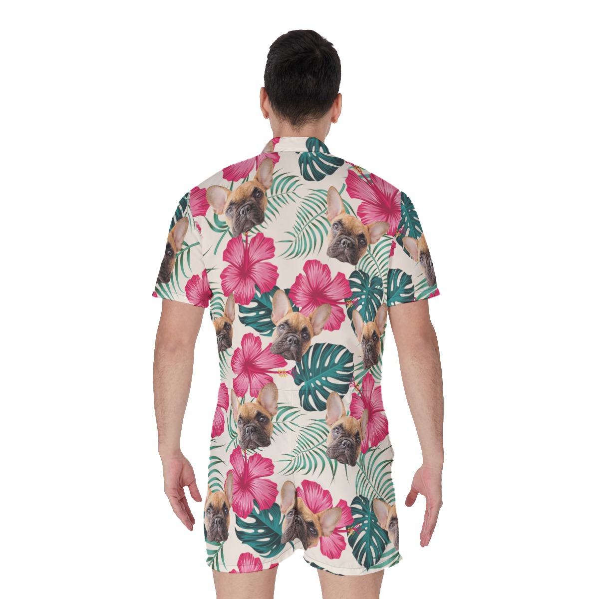 Men's Custom Cat And Dog Hawaiian Romper