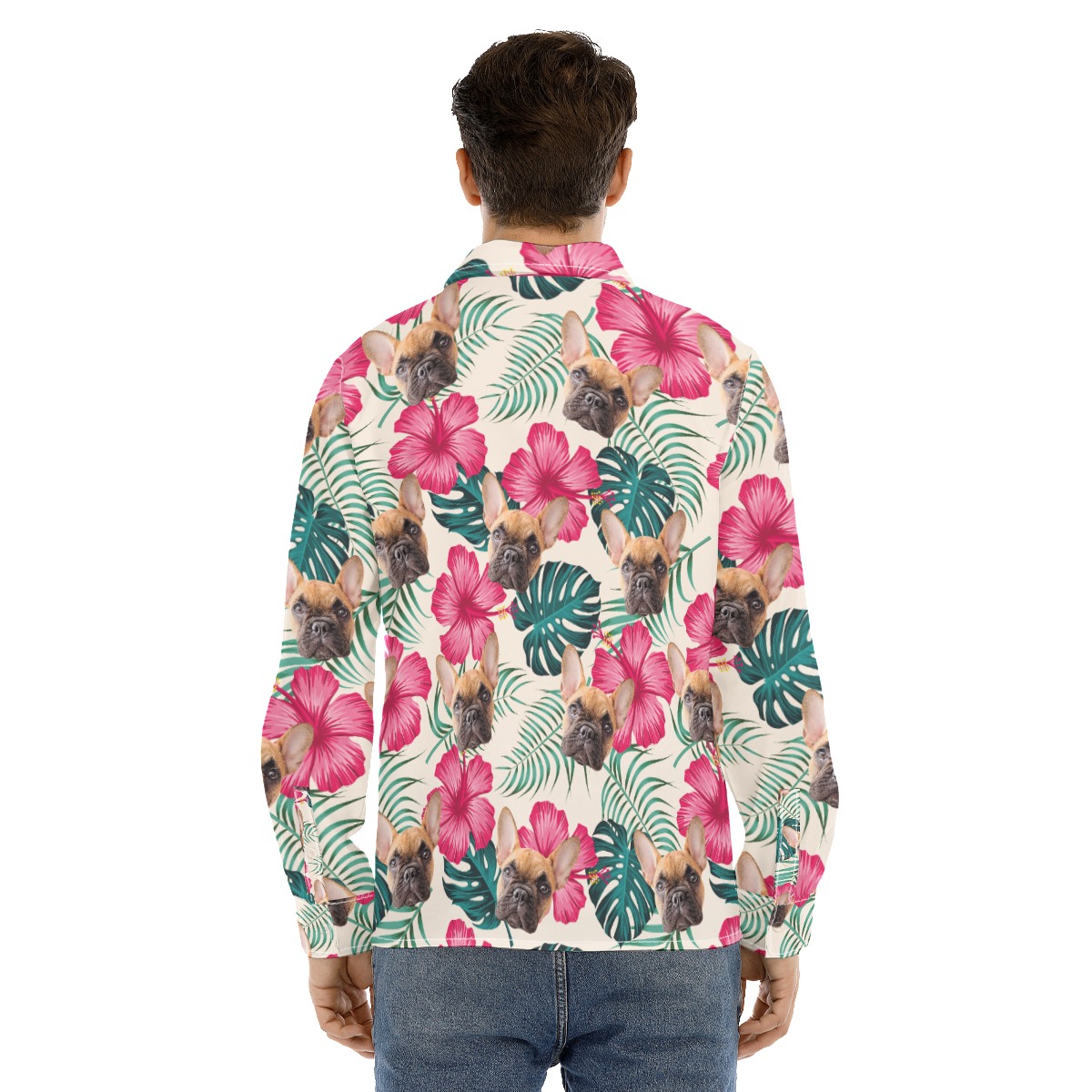 Men's Custom Pet Long Sleeve Hawaiian Shirt