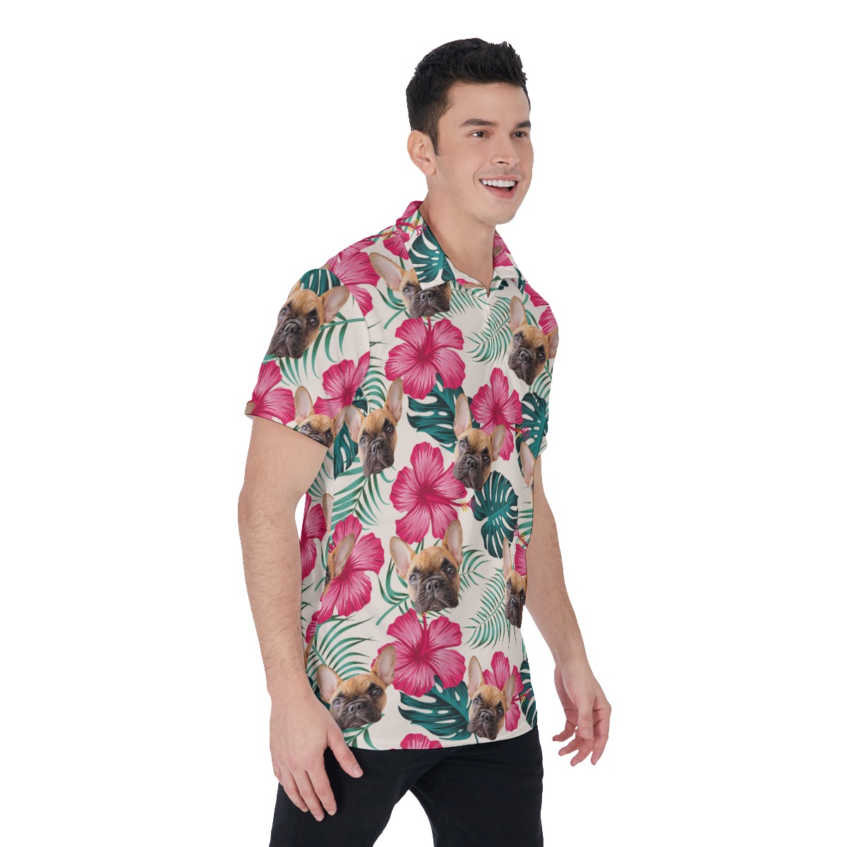 Men's Custom Cat And Dog Polo Hawaiian Shirt