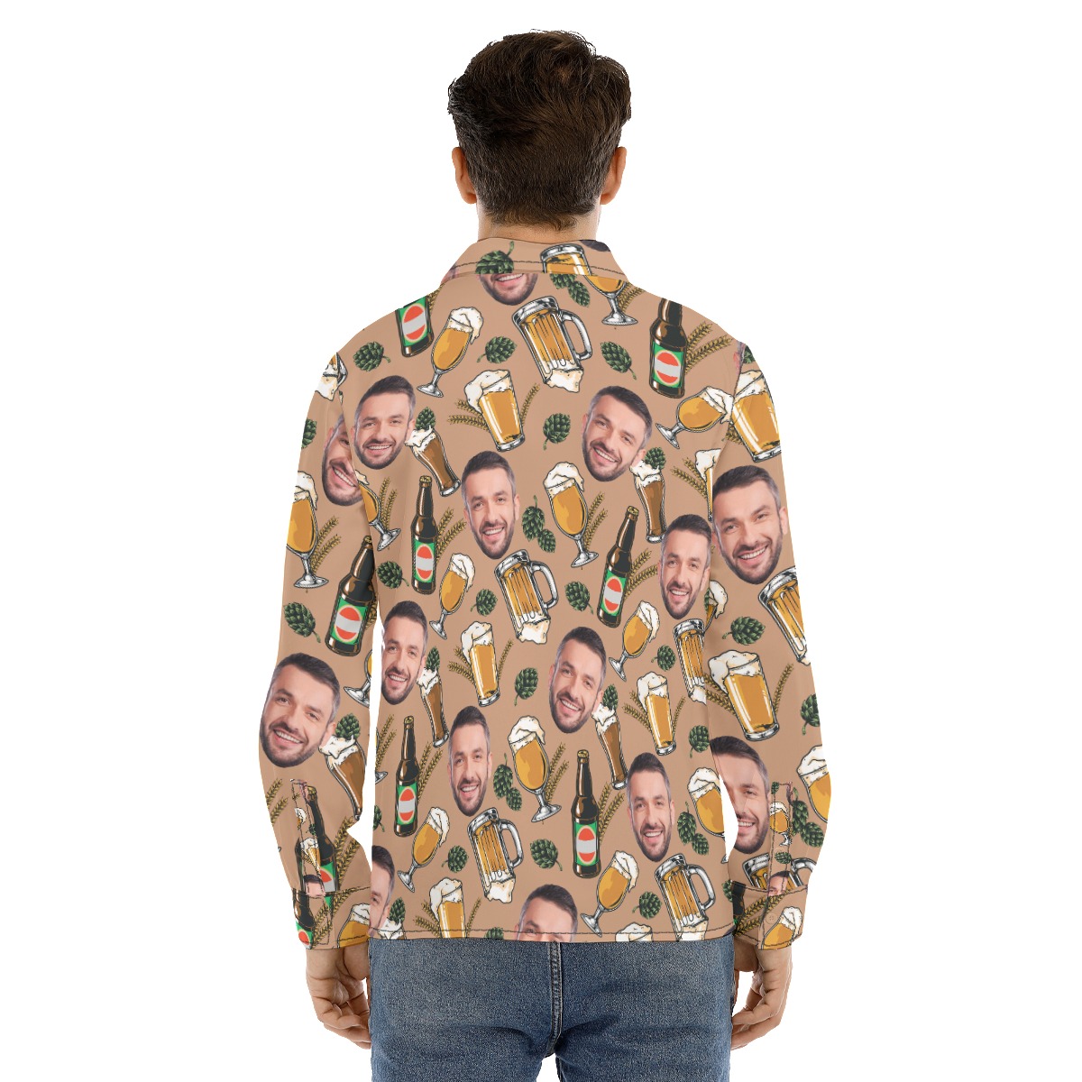 Funny Personalized Beer Aloha Long Sleeve Shirt For Men