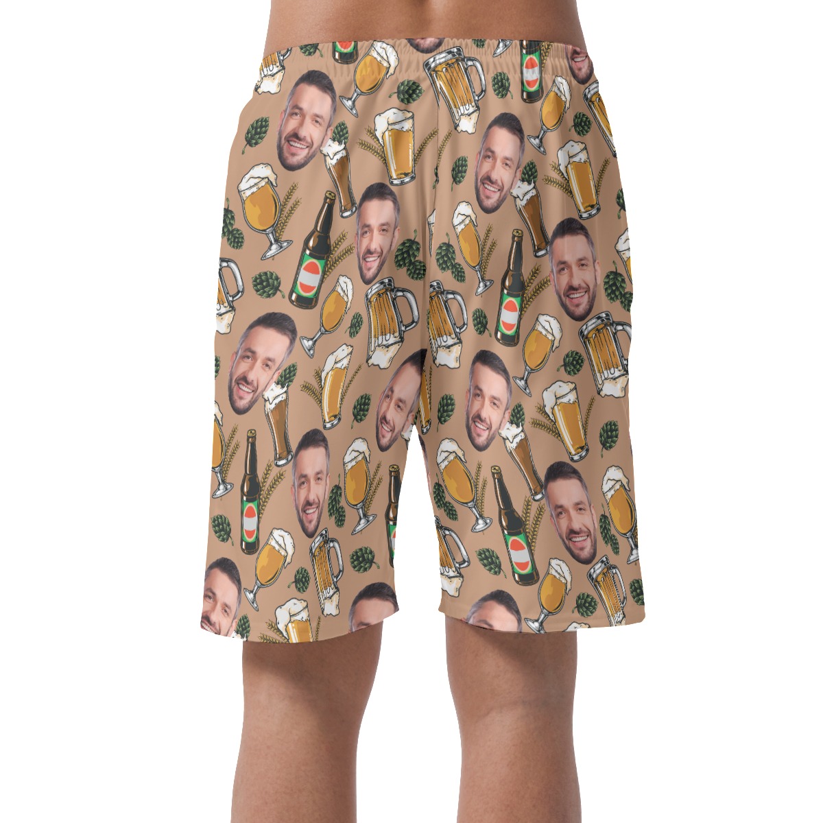 Funny Custom Face Beer Summer Beach Shorts For Men