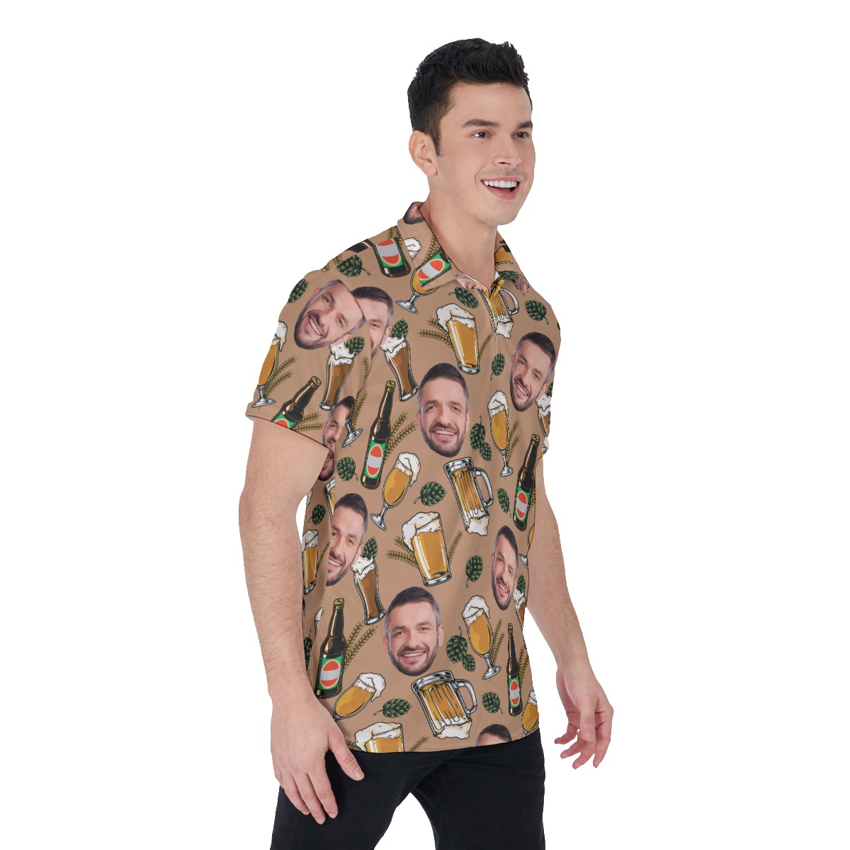 Custom Face Beer Golf Shirt For Men