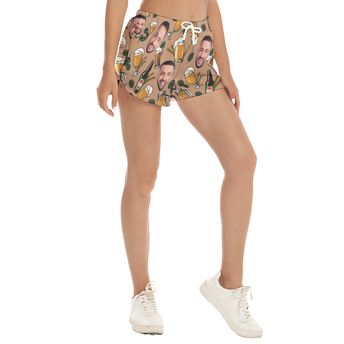 Custom Face Beer Summer Hawaiian Beach Shorts For Women