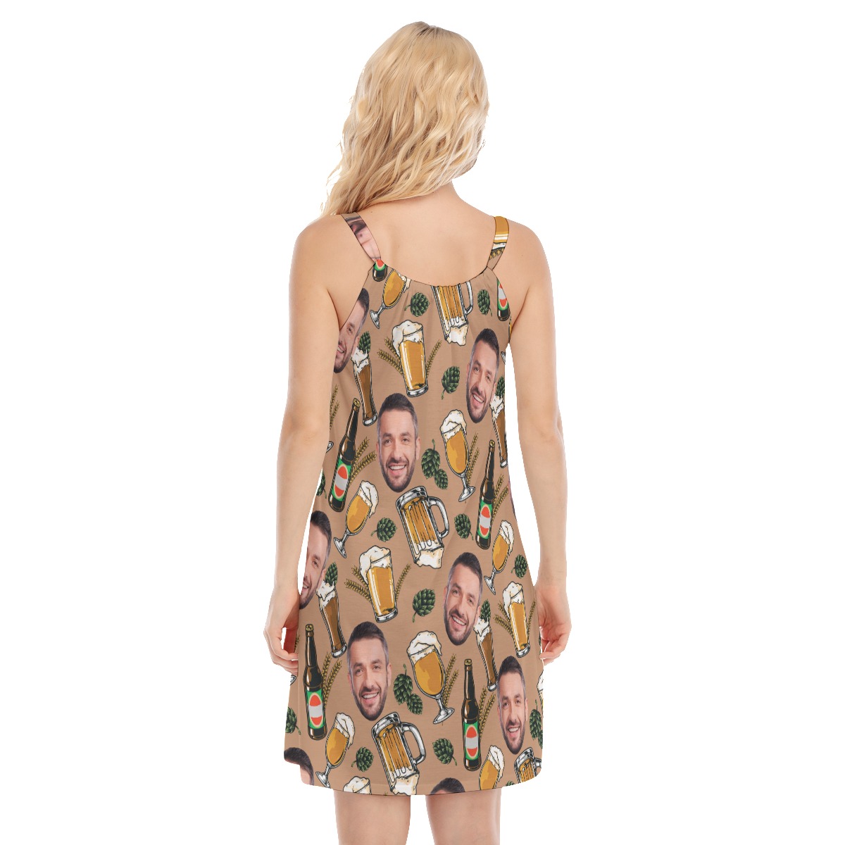Funny Custom Face Beer Summer Aloha Cami Dress