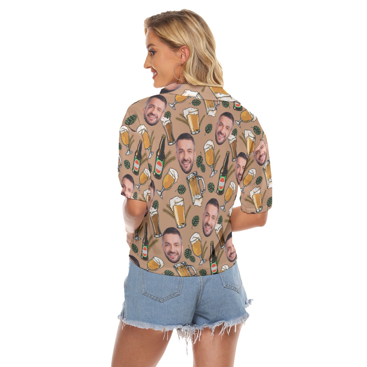 Funny Custom Face Beer Hawaiian Crop Top Shirt