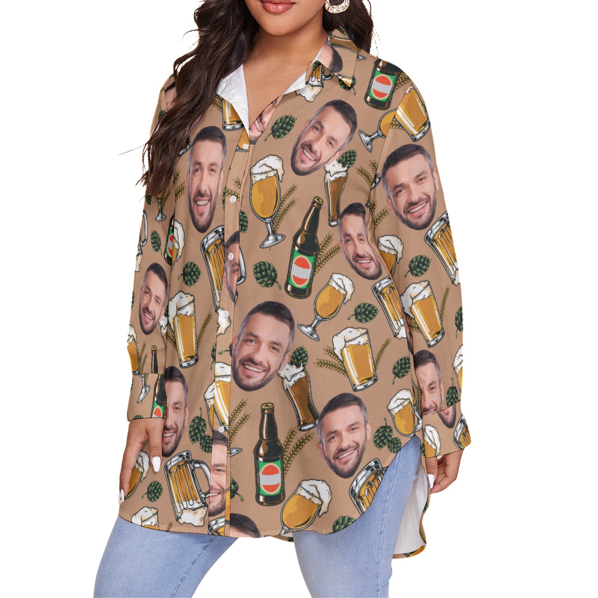 Cool Custom Face Beer Hawaiian Plus Size Shirt