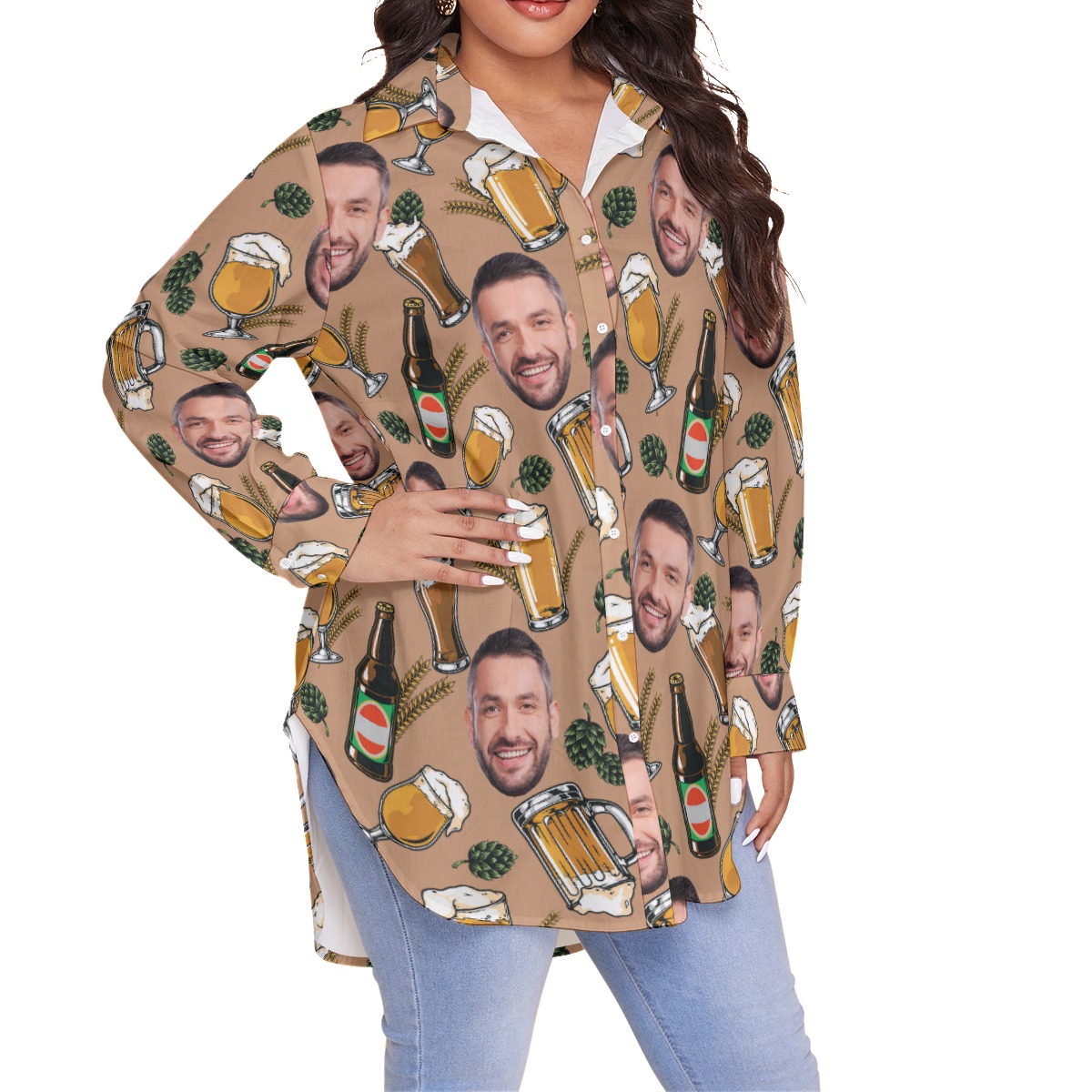 Cool Custom Face Beer Hawaiian Plus Size Shirt
