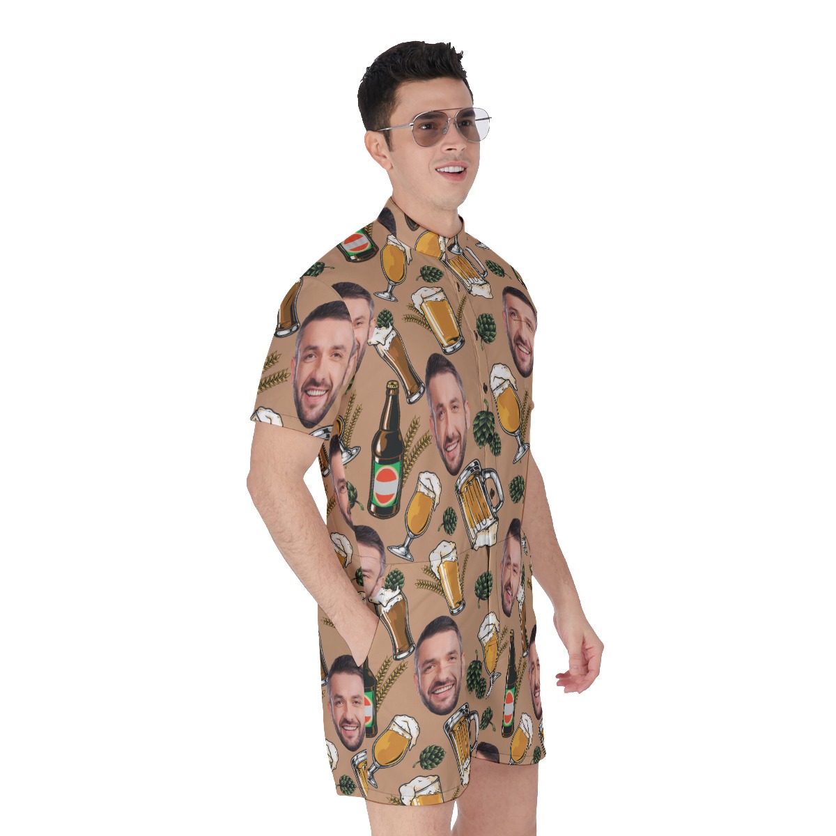 Men's Personalized Beer Cool Hawaiian Romper