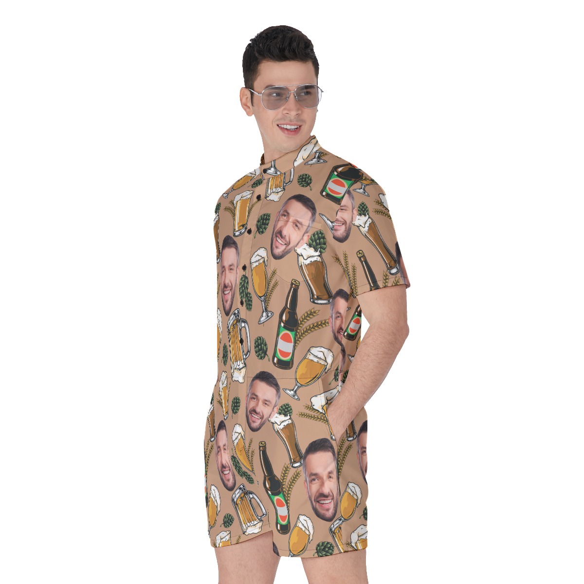 Men's Personalized Beer Cool Hawaiian Romper