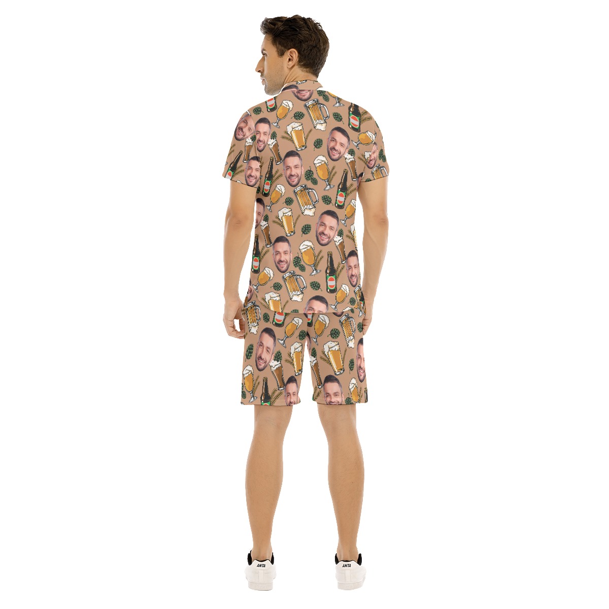 Custom Face Beer Cool Aloha Shirt And Shorts For Men