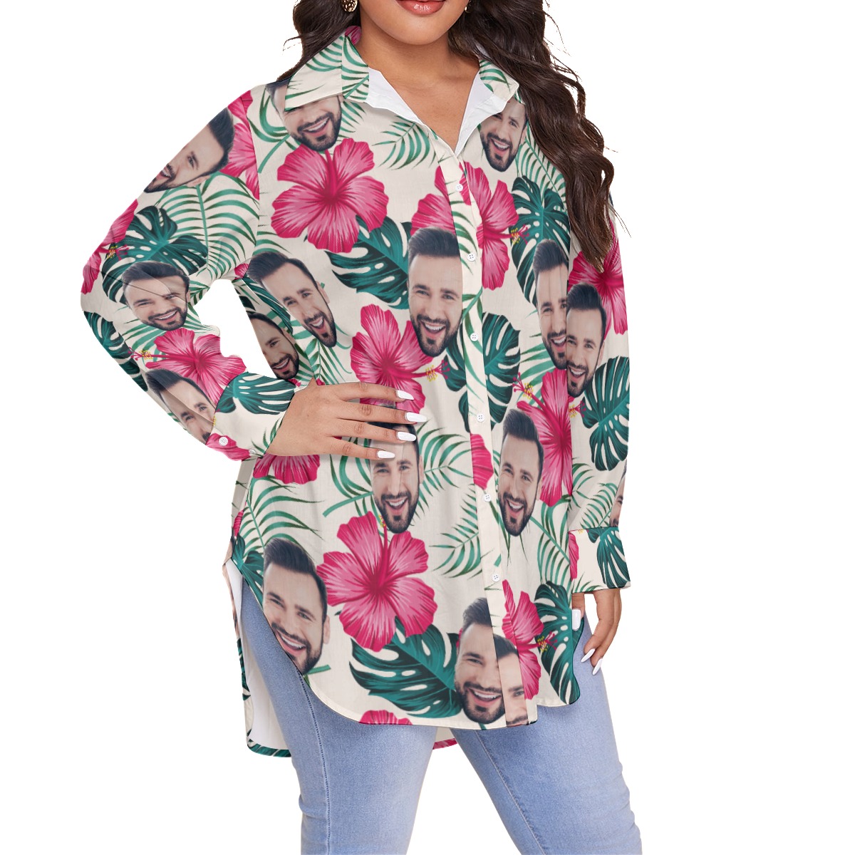 Women's Custom Face Plus Size Hawaiian Shirt