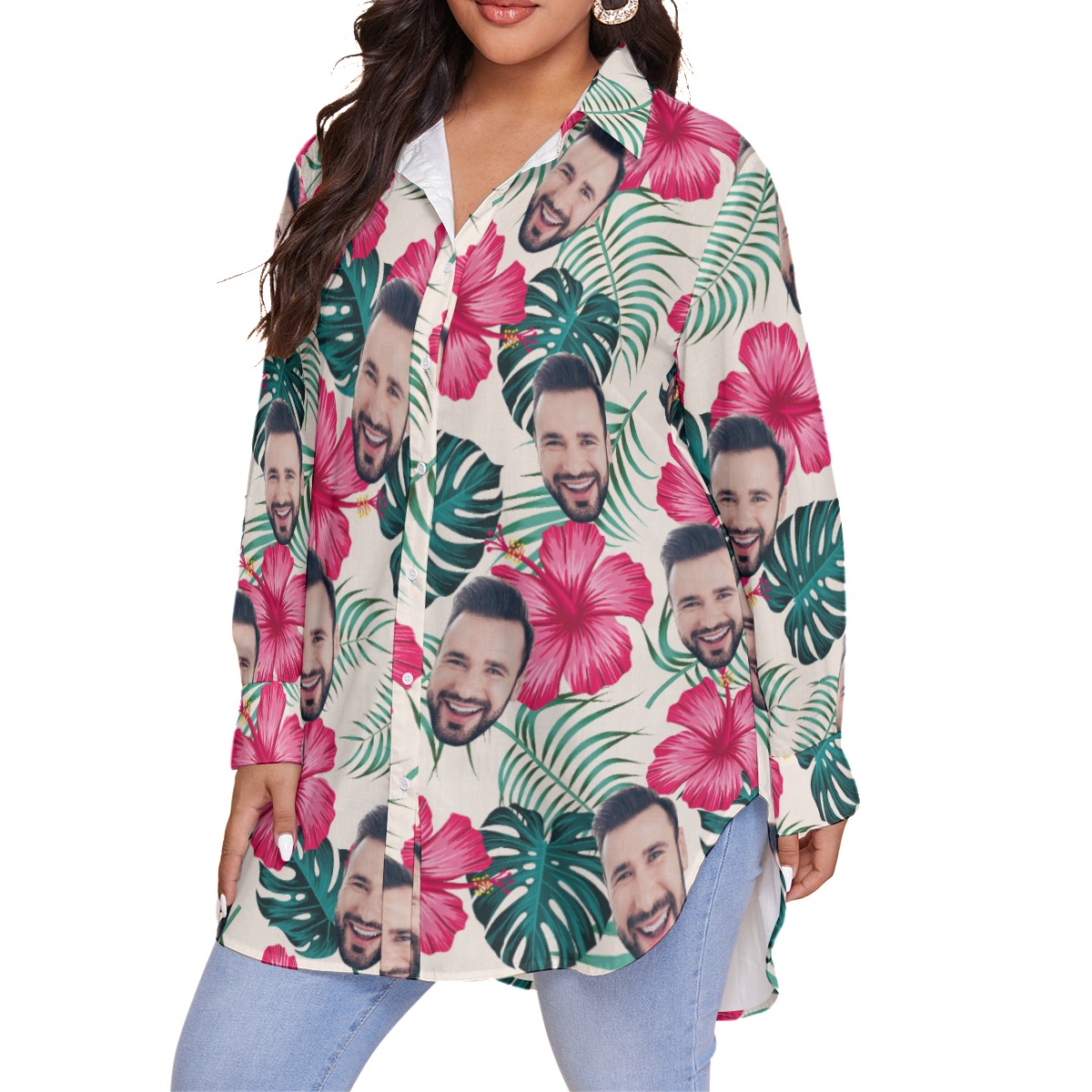 Women's Custom Face Plus Size Hawaiian Shirt