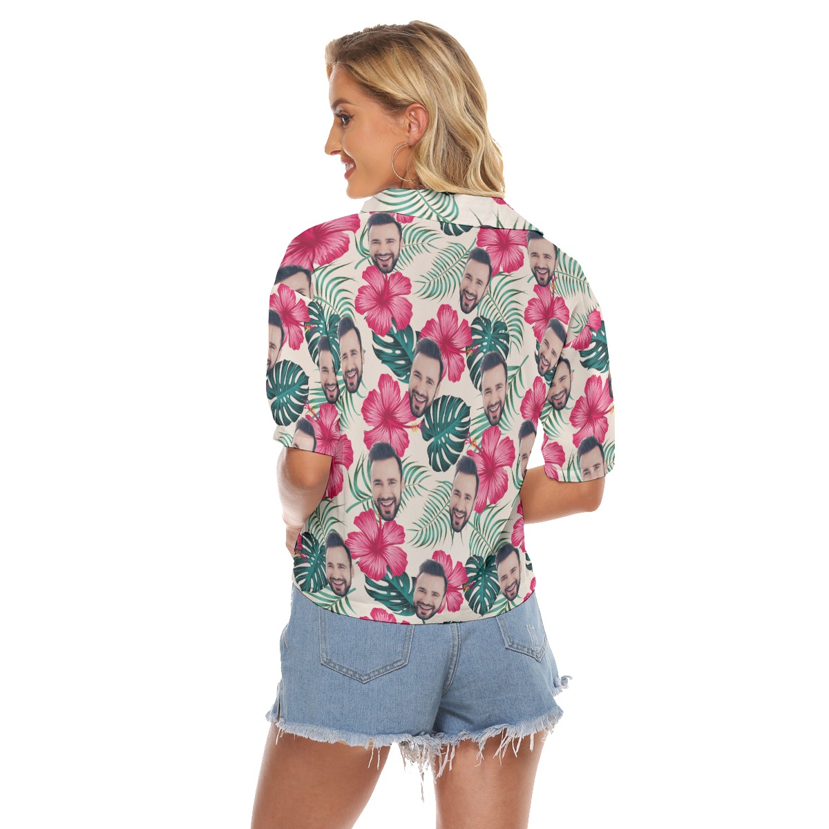 Women's Custom Face Crop Top Hawaiian Shirt